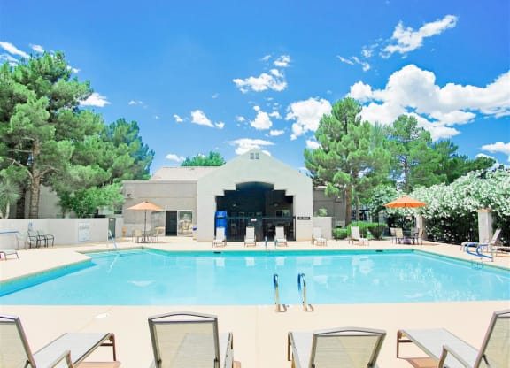 Heated pool at Country Club at Valley View Senior Apartments in Las Vegas, NV, For Rent. Now leasing 1 and 2 bedroom apartments.