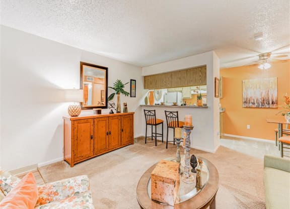 Dine in pass through bar and kitchen of Country Club at Valley View Senior Apartments in Las Vegas, NV, For Rent. Now leasing 1 and 2 bedroom apartments.