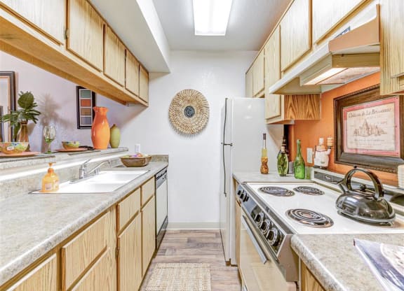 Expansive kitchen at Country Club at Valley View Senior Apartments in Las Vegas, NV, For Rent. Now leasing 1 and 2 bedroom apartments.