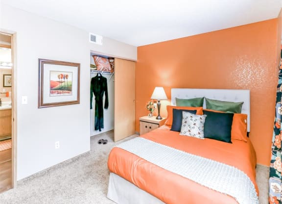 Closet space in bedroom of Country Club at Valley View Senior Apartments in Las Vegas, NV, For Rent. Now leasing 1 and 2 bedroom apartments.