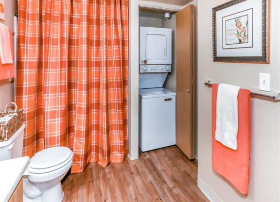 Stacked washer dryer at Country Club at Valley View Senior Apartments in Las Vegas, NV, For Rent. Now leasing 1 and 2 bedroom apartments.