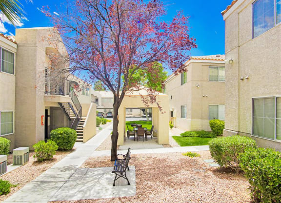 Peaceful sitting areas of Country Club at Valley View Senior Apartments in Las Vegas, NV, For Rent. Now leasing 1 and 2 bedroom apartments.