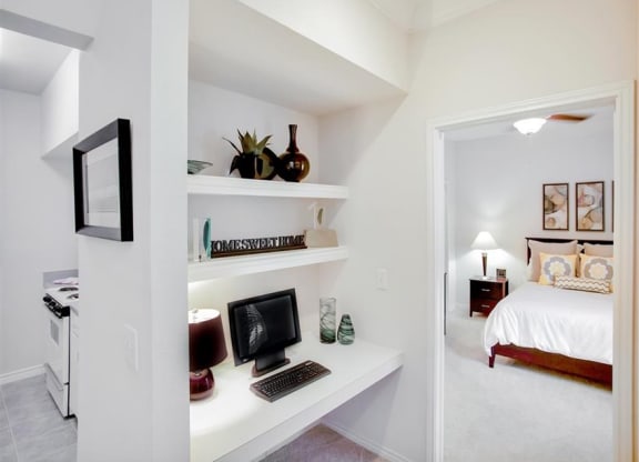 Office area inside The Remington at Memorial in Tulsa, OK, For Rent. Now leasing 1 and 2 bedroom apartments.