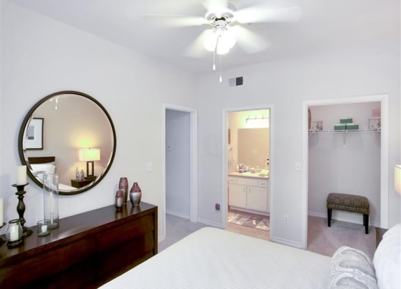 Spacious bedrooms with walk in closets at The Remington at Memorial in Tulsa, OK, For Rent. Now leasing 1 and 2 bedroom apartments.