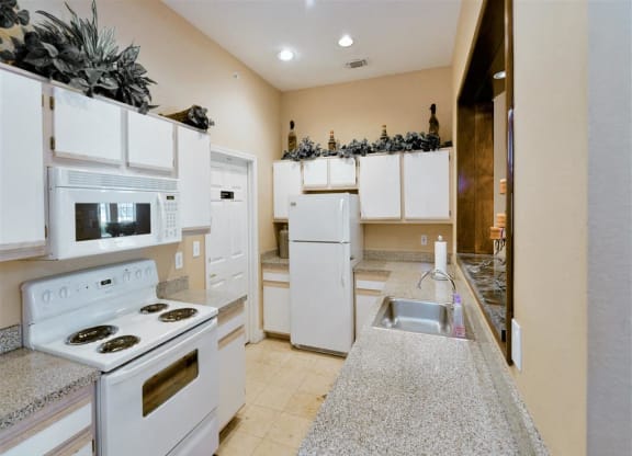 Spacious kitchen storage of Montfort Place in North Dallas, TX, For Rent. Now leasing 1 and 2 bedroom apartments.