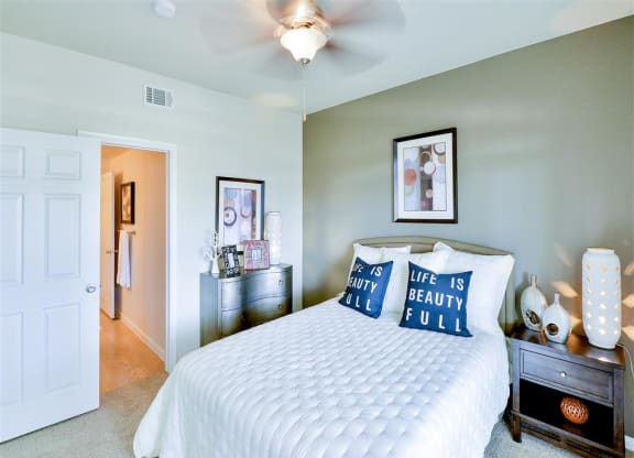 Spacious bedroom at Bentley Place at Willow Bend Apartments in West Plano, TX, For Rent. Now leasing 1, 2, and 3 bedroom apartments.