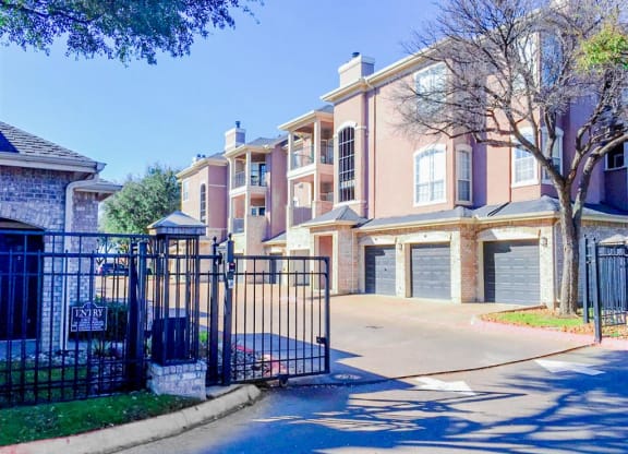 Gated access at Bentley Place at Willow Bend Apartments in West Plano, TX, For Rent. Now leasing 1, 2, and 3 bedroom apartments.