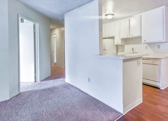 Open kitchen at Village Park Apartments in Encinitas, CA, For Rent. Now leasing 2 and 3 bedroom apartments.