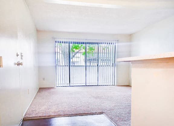Spacious balcony at Village Park Apartments in Encinitas, CA, For Rent. Now leasing 2 and 3 bedroom apartments.