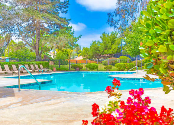 Huge pool at Village Park Apartments in Encinitas, CA, For Rent. Now leasing 2 and 3 bedroom apartments.