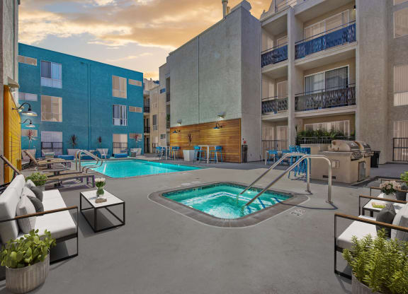 take a dip in our saltwater pool and hot tub at our apartments in salt lake city