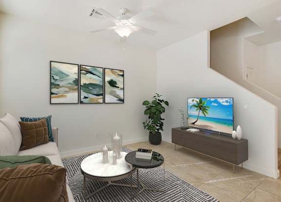 Living Room at Casa Sole Vita Townhomes, Mesa, Arizona