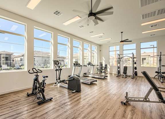 Gym with cardio equipment and a large window at Hampton Meridian, Apache Junction