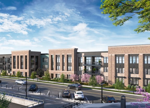 a rendering of a building with a street in front of it at Link Apartments® Broad Ave, Tennessee