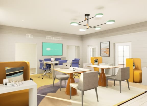 a room filled with furniture and a large window  at Link Apartments® Mixson, North Charleston, SC