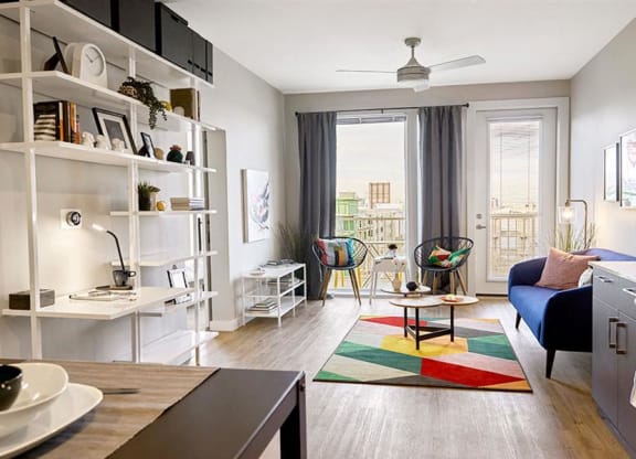 Living Room With Attached Balcony at Link Apartments® Canvas, Georgia, 30312