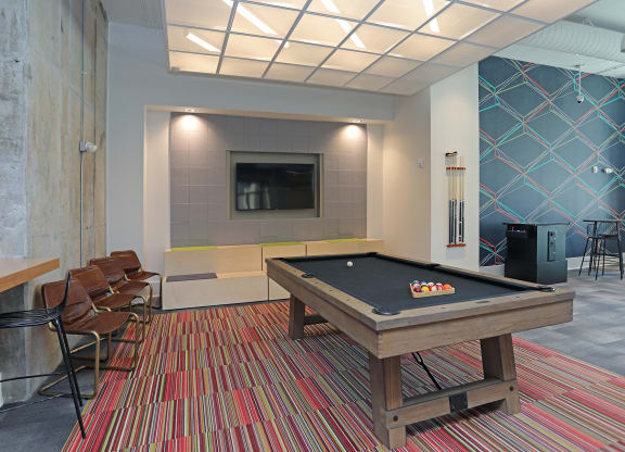 Billiards Table In Clubhouse at Link Apartments Innovation Quarter, Winston Salem, NC, 27101