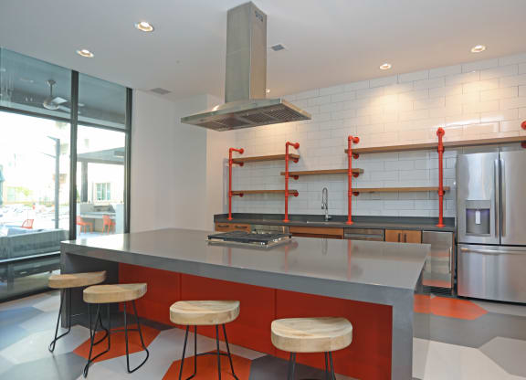 Fitted Kitchen With Island Dining at Link Apartments Innovation Quarter, North Carolina