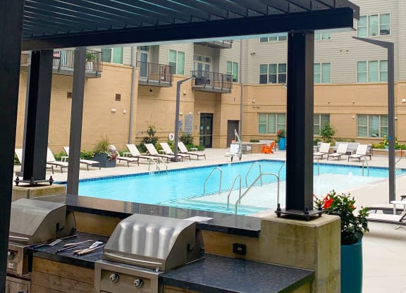 Poolside Gas Grilling Patio at Link Apartments Innovation Quarter, Winston Salem, North Carolina