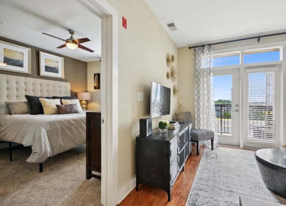 Living Area With Bedroom View at Link Apartments® Brookstown, Winston Salem