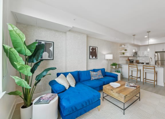 Living Area With Kitchen at Link Apartments® H Street, Washington, DC