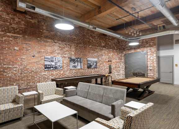 Converse Mill Lofts Recreation and Gaming Lounge with pool table