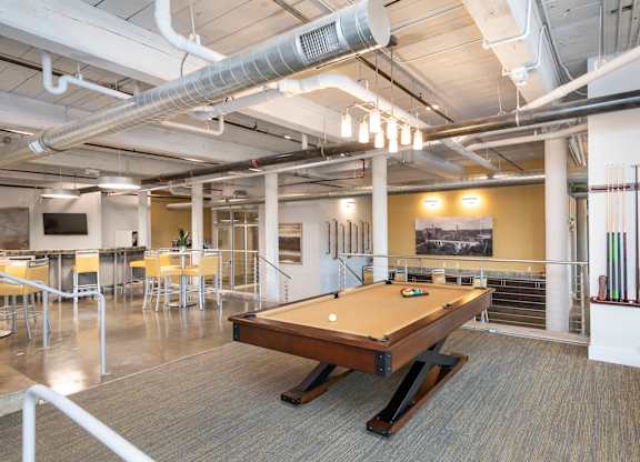 Converse Mill Lofts Apartments Recreation and Gaming Lounge with pool table