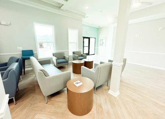 The Haven at Palmer Pointe Senior Apartments Living Room in Community Center with couches and a television