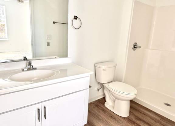Ovata at Reedy Creek Bathroom, with LVP Flooring and a walk-in shower.