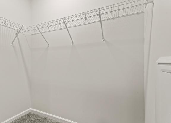 Parkway East walk-in closets with wire shelving