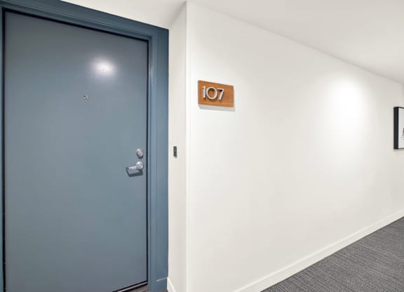 Door of apartment 107. at The Hilgard, California