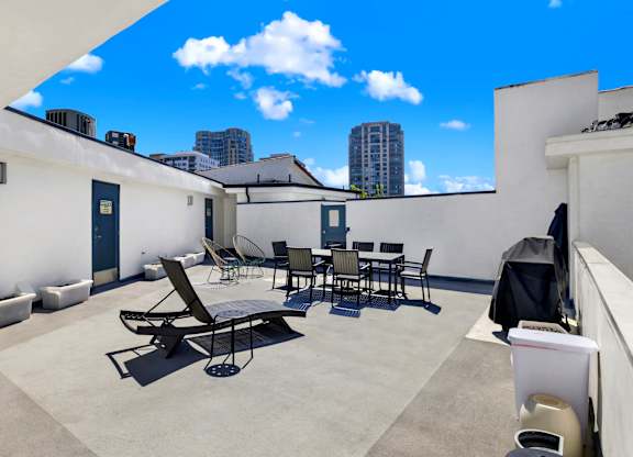 Rooftop patio at The Hilgard, California
