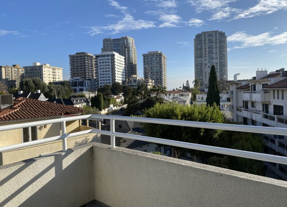 Apartment balcony with city views