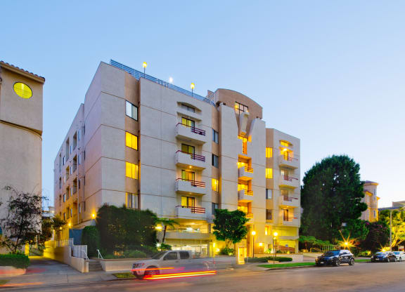 Exterior 3/4  view of an apartment building