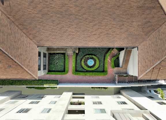 Aerial view of courtyard.