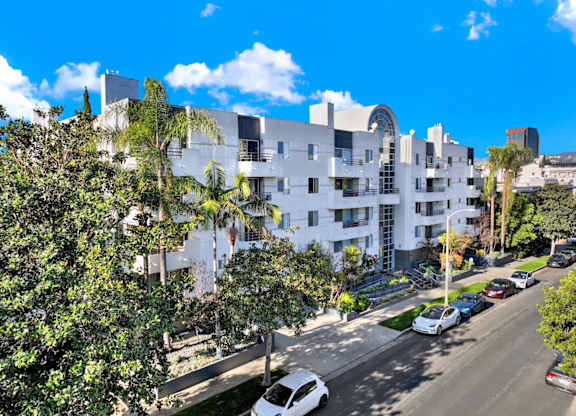1441 Midvale Exterior at Midvale Towers Apartments Westwood, Los Angeles