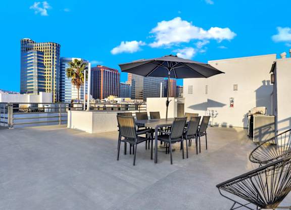 Rooftop Patio at Park Rochester Apartments Westwood, Los Angeles, California