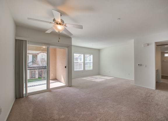 Living and dining room Living room with a ceiling fan and dining room at Monarch at Dos Vientos Newbury Park, CA 91320