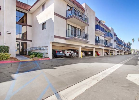 a building with a parking lot in front of it  at Sherway Villa, Reseda, California