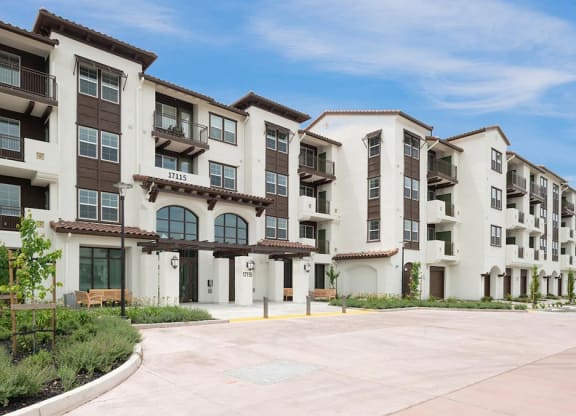 Apartment building exterior at Deer Creek Apartments, San Ramon, California
