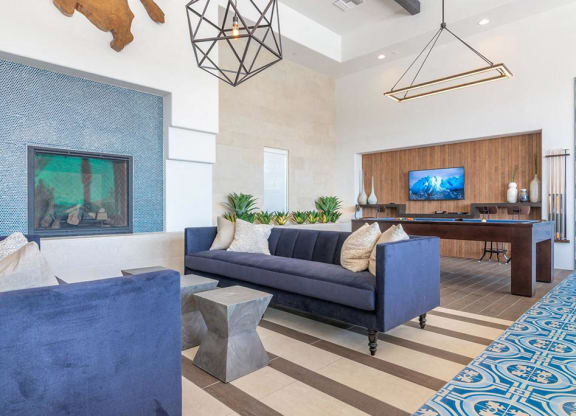 Couch for seating in clubhouse at Montecito Apartments at Carlsbad, Carlsbad