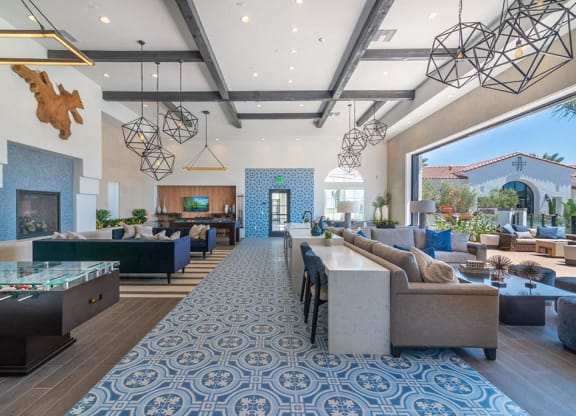 Couch for seating in clubhouse area at Montecito Apartments at Carlsbad, California