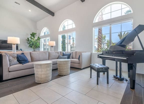 Clubhouse living room area at Montecito Apartments at Carlsbad, Carlsbad