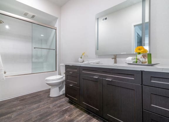 Bathroom with vanity at Montecito Apartments at Carlsbad, California, 92010