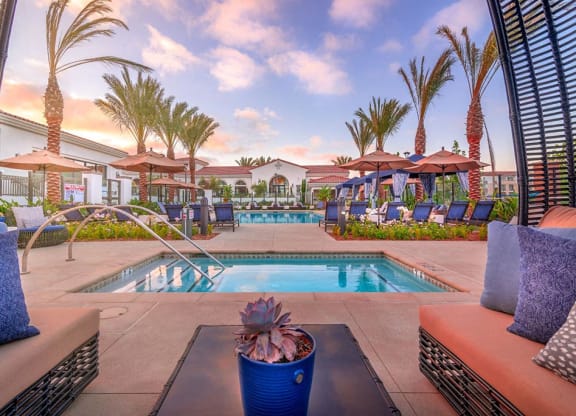 Pool patio at Montecito Apartments at Carlsbad, Carlsbad