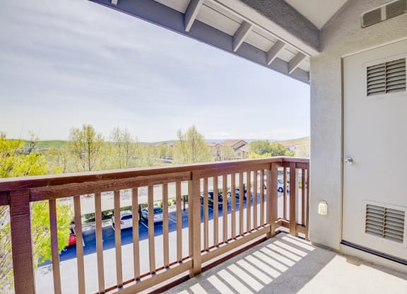 take in the view from the balcony  at Seville at Gale Ranch, California, 94582