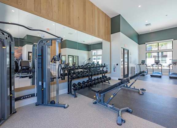 Fully-equipped fitness center at The Overlook Santa Clarita, California, 91350