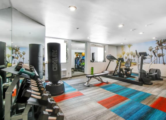 the gym at The Kenmore Los Feliz, Los Angeles, CA