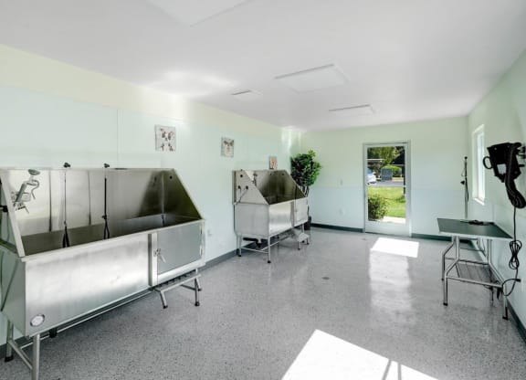 a large room with two large stainless steel refrigerators in it at The Park Apartments, Rancho Cucamonga,California, 91730
