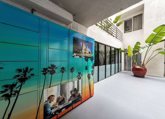 package lockers at Midvale Apartments, California